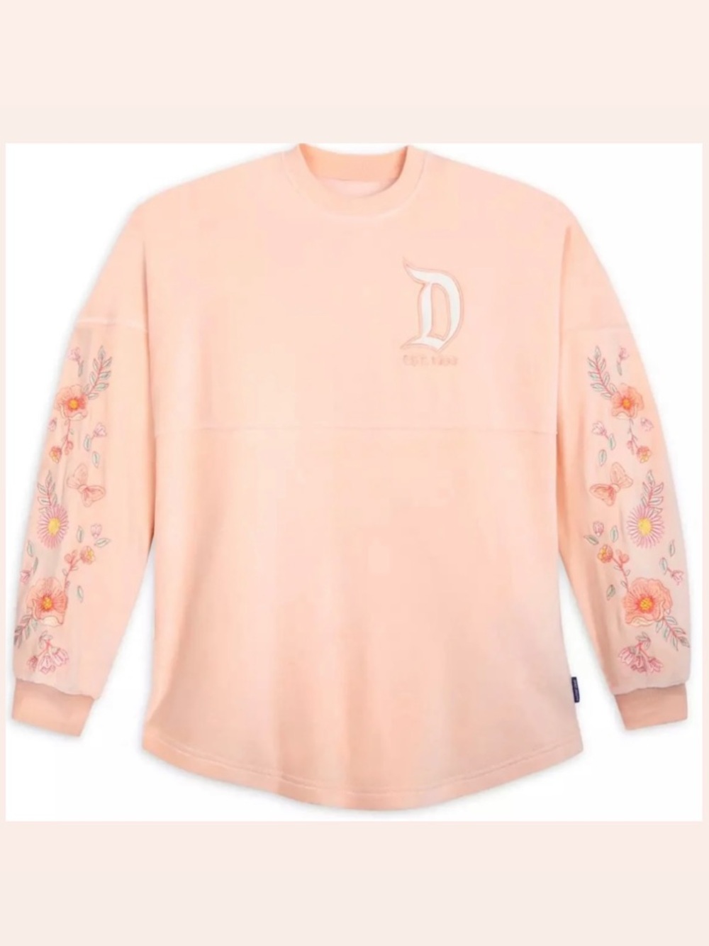 Disney Parks Pink Velvet Floral Embroidered Spirit Jersey Extra Large